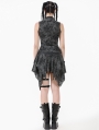 Black and Grey Gothic Shattered Butterfly Punk Irregular Short Skirt