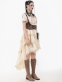 Ivory Vintage Steampunk Gothic Ruffled Layered High-Low Skirt