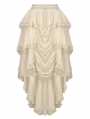Ivory Vintage Steampunk Gothic Ruffled Layered High-Low Skirt