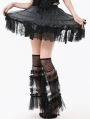 Black Gothic Ballet Bow Detail Lace Trim Petticoat Skirt