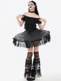 Black Gothic Ballet Bow Detail Lace Trim Petticoat Skirt
