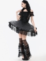 Black Gothic Ballet Bow Detail Lace Trim Petticoat Skirt