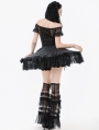 Black Gothic Ballet Bow Detail Lace Trim Petticoat Skirt