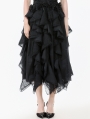 Black Gothic Irregular Layered Fluffy Chiffon Lace Skirt