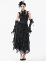 Black Gothic Irregular Layered Fluffy Chiffon Lace Skirt