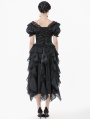 Black Gothic Irregular Layered Fluffy Chiffon Lace Skirt