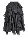 Black Gothic Irregular Layered Fluffy Chiffon Lace Skirt