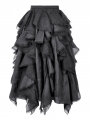 Black Gothic Irregular Layered Fluffy Chiffon Lace Skirt