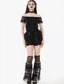 Black Gothic Lolita Embroidered Lace Trimmed Lantern Shorts