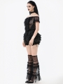 Black Gothic Lolita Embroidered Lace Trimmed Lantern Shorts