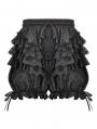 Black Gothic Lolita Embroidered Lace Trimmed Lantern Shorts