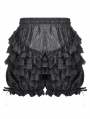 Black Gothic Lolita Embroidered Lace Trimmed Lantern Shorts