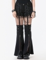 Black Gothic Punk Convertible Shorts with Zipper Legs