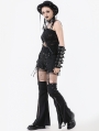 Black Gothic Punk Convertible Shorts with Zipper Legs