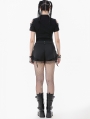 Black Gothic Punk Convertible Shorts with Zipper Legs