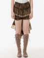Brown Vintage Steampunk Layered Ruffle Trim Fishtail Bloomers