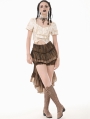 Brown Vintage Steampunk Layered Ruffle Trim Fishtail Bloomers