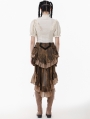 Brown Vintage Steampunk Layered Ruffle Trim Fishtail Bloomers