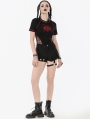 Black Gothic Asymmetric Rivet Punk Shorts with Leg Strap