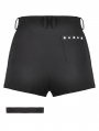 Black Gothic Asymmetric Rivet Punk Shorts with Leg Strap