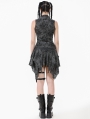 Grey Gothic Punk Distressed Rebel Chic Sleeveless Top for Women