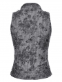 Grey Gothic Punk Distressed Rebel Chic Sleeveless Top for Women