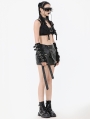 Black Gothic Rebel Punk Halter Utility Crop Top for Women