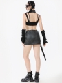 Black Gothic Rebel Punk Halter Utility Crop Top for Women