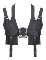 Black Gothic Rebel Punk Halter Utility Crop Top for Women