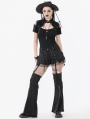 Black Dark Metal Gothic Skull Cross Short Sleeve T-Shirt for Women