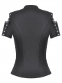 Black Dark Metal Gothic Skull Cross Short Sleeve T-Shirt for Women