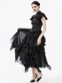 Black Vintage Gothic Hollow Out Lace Trim Jacquard Top for Women