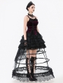 Burgundy Gothic Velvet Ruched Lace-Up Corset Top for Women