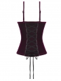 Burgundy Gothic Velvet Ruched Lace-Up Corset Top for Women