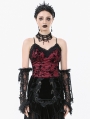 Dark Red Gothic Vintage Floral Lace Cami Top for Women