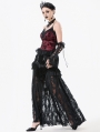 Dark Red Gothic Vintage Floral Lace Cami Top for Women