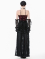 Dark Red Gothic Vintage Floral Lace Cami Top for Women