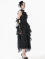 Black Gothic Baroque Lace Panel Tassel Sleeveless Top for Women