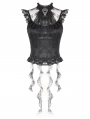 Black Gothic Baroque Lace Panel Tassel Sleeveless Top for Women