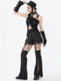 Black Gothic Punk Asymmetrical Ripped Punk Cut-Out Top for Women