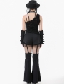Black Gothic Punk Asymmetrical Ripped Punk Cut-Out Top for Women
