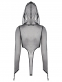 Black Gothic Long Sleeve Finger Loop Hooded Mesh Bodysuit