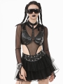 Black Gothic Metal Studded Punk Bra Top for Women
