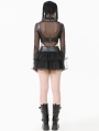Black Gothic Metal Studded Punk Bra Top for Women