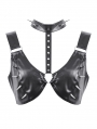 Black Gothic Metal Studded Punk Bra Top for Women