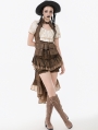 Brown Steampunk Underbust Halter Utility Cargo Vest for Women
