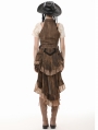 Brown Steampunk Underbust Halter Utility Cargo Vest for Women