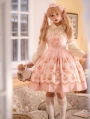 Pink Rose Garden Bunny Printing Sweet Lolita JSK Dress