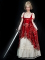 Wine Red and Gold/White and Gold Embroidery Print Retro Gothic Lolita OP Dress