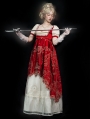 Wine Red and Gold/White and Gold Embroidery Print Retro Gothic Lolita OP Dress